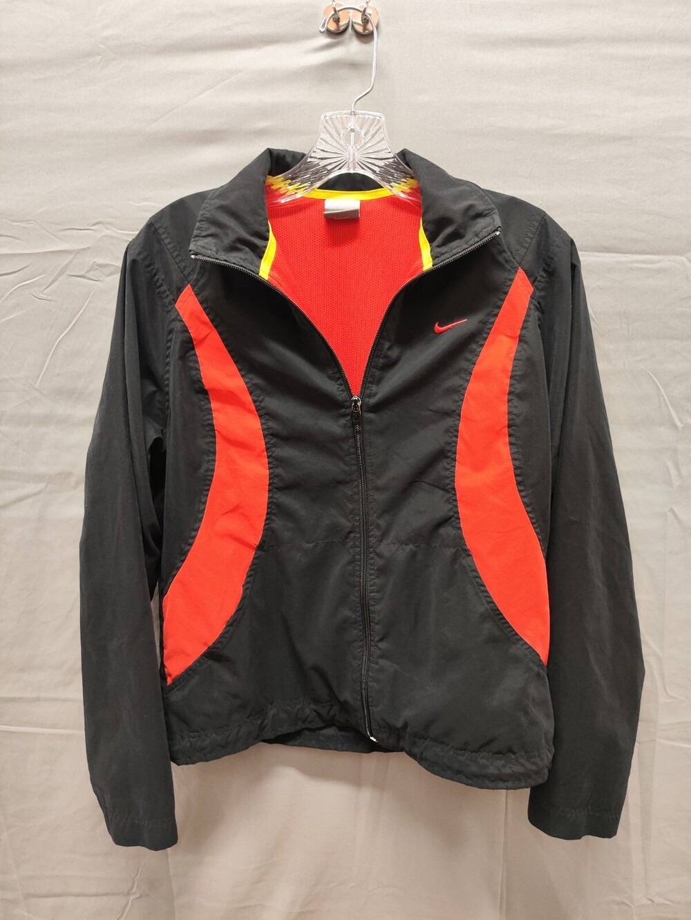 Nike Mens Bomber Jacket Full Zip Up Long Sleeves High Neck Black Red Size M